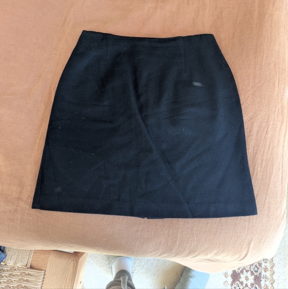 Vintage Retro Mini Skirt Black Wool 8